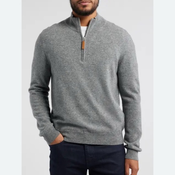 Nordstrom Men’s Shop Half Zip Cotton Cashmere Pullover - Picture 1 of 5